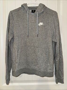 Nike Women’s Size S Gray Crewneck Pullover Hoodie with White Swoosh NWOT